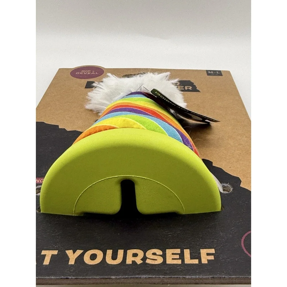 Bark Super Chewer Treat Yourself Dog Toy Rainbow Rip + Reveal Medium-Large